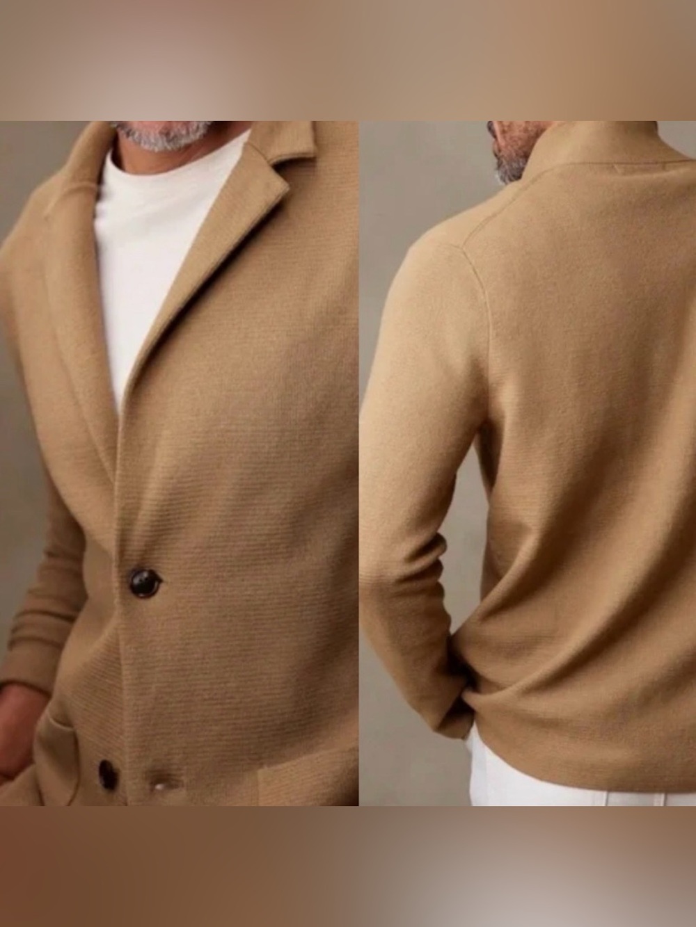 Banana Republic Milanetto Sweater Blazer XL NWT Whiskey Brown Organic Cotton - Picture 4 of 11